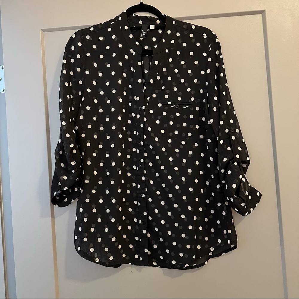 KUT Black Polka Dot Blouse